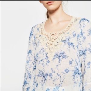 ZARA summery porcelain print blouse